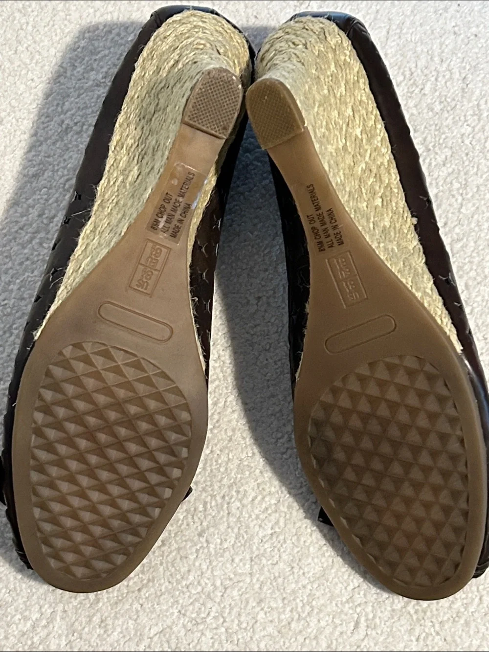 Vintage AEROSOLES Dark Brown Bow Peep-Toe Wedge Women's 8.5M
